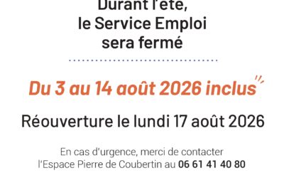 Fermeture estivale du Service Emploi